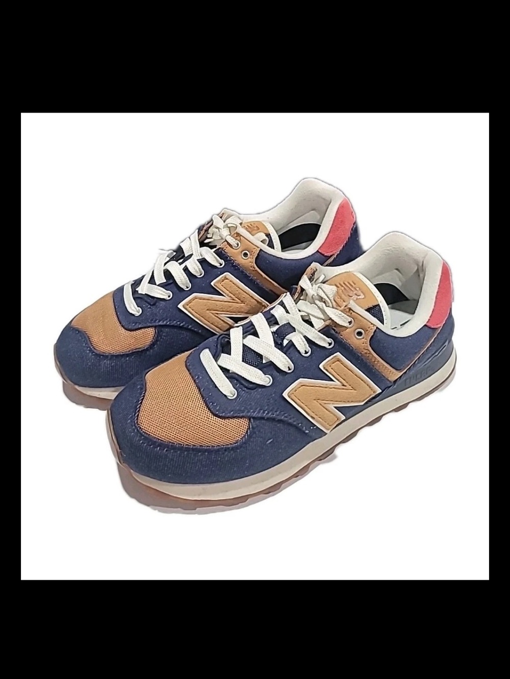 New Balance Retro Sneakers 574 Shoes Leather Suede Denim  Women’s 9.5 Men’s 8
